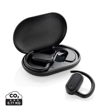 Fitsound RCS recycled plastic open ear TWS earbuds - branded promotional product
