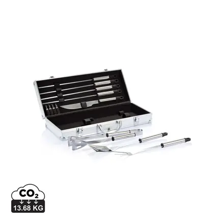 12 pcs barbecue set in aluminium box - XD Connects promotional product, branded with your logo
