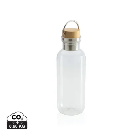 RCS RPET bottle with bamboo lid and handle - XD Connects promotional product, branded with your logo