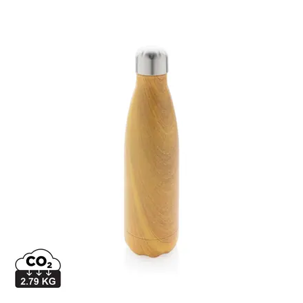 Vacuum insulated stainless steel bottle with wood print - XD Connects promotional product, branded with your logo