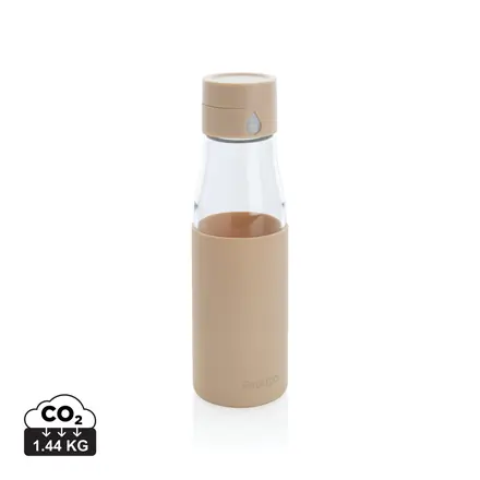 Ukiyo glass hydration tracking bottle with sleeve - XD Connects promotional product, branded with your logo