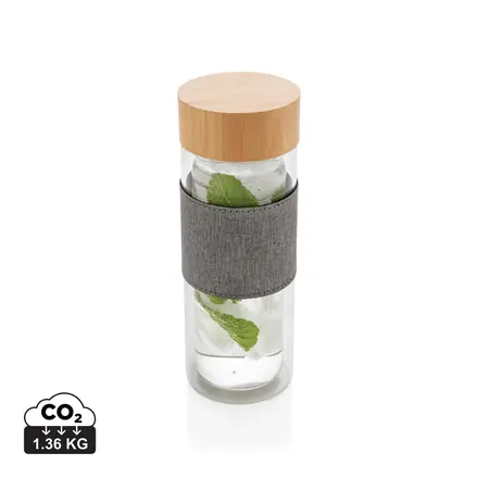 Impact double wall borosilicate glass bottle - XD Connects promotional product, branded with your logo