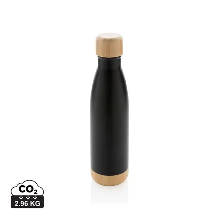 Vacuum stainless steel bottle with bamboo lid and bottom - XD Connects promotional product, branded with your logo