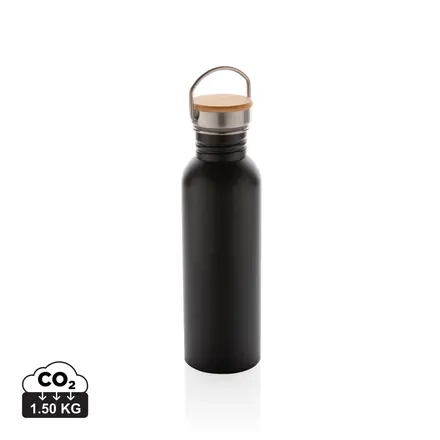 Modern stainless steel bottle with bamboo lid - XD Connects promotional product, branded with your logo