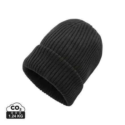 Impact AWARE™ Polylana® double knitted beanie - XD Connects promotional product, branded with your logo