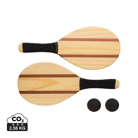 Wooden frescobol tennis set - XD Connects promotional product, branded with your logo