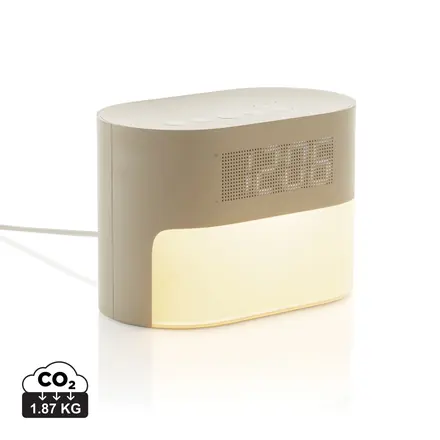 LumaRise RCS reycled plastic white noise alarm clock - branded promotional product