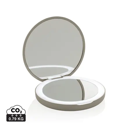Lumora RCS recycled plastic LED re-chargeable make-up mirror - branded promotional product