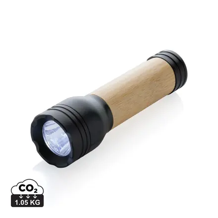Lucid 1W RCS certified recycled plastic & bamboo torch - branded promotional product