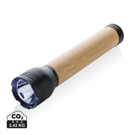 Lucid 5W RCS certified recycled plastic & bamboo torch - branded promotional product