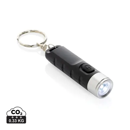 Globix RCS recycled plastic USB re-chargeable keychain torch - XD Connects promotional product, branded with your logo