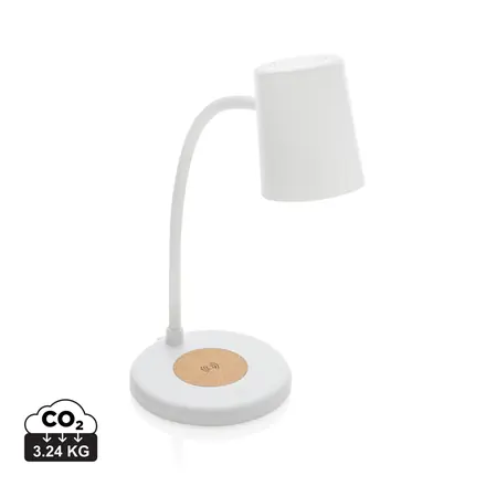 Zenara RCS recycled plastic and cork 15W wireless desk lamp - XD Connects promotional product, branded with your logo
