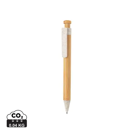 Bamboo pen with wheatstraw clip - XD Connects promotional product, branded with your logo