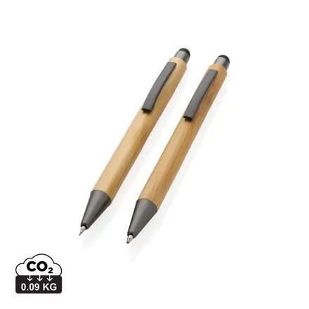 Bamboo modern pen set in box - XD Connects promotional product, branded with your logo