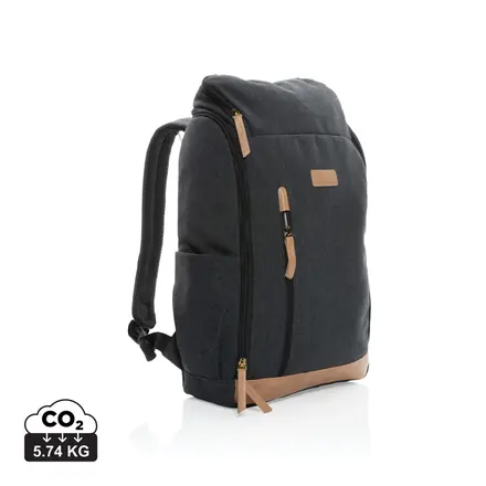 Impact AWARE™ 16 oz. recycled canvas 15" laptop backpack - XD Connects promotional product, branded with your logo