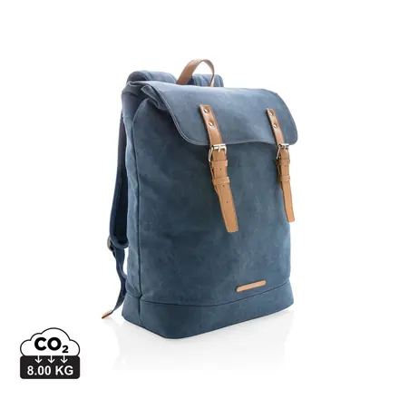 Canvas laptop backpack PVC free - branded promotional product