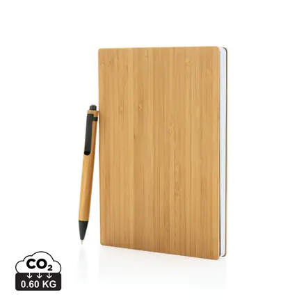 A5 Bamboo notebook & pen set - XD Connects promotional product, branded with your logo