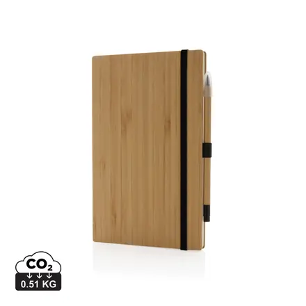 Bamboo notebook and infinity pencil set - XD Connects promotional product, branded with your logo