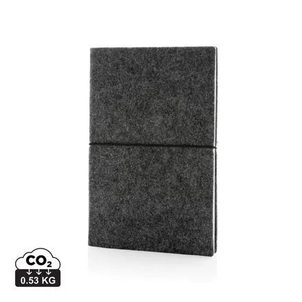 GRS certified recycled felt A5 softcover notebook - XD Connects promotional product, branded with your logo