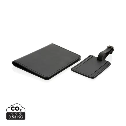 Swiss Peak GRS recycled PU travel gift set - branded promotional product