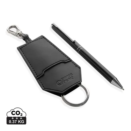 SP Tula RCS certified recycled PU key holder and pen set - branded promotional product