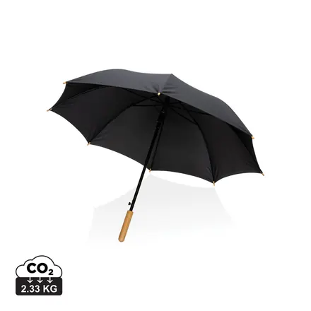 23" Impact AWARE™ RPET 190T auto open bamboo umbrella - branded promotional product