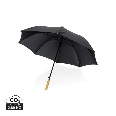 27" Impact AWARE™ RPET 190T auto open bamboo umbrella - branded promotional product