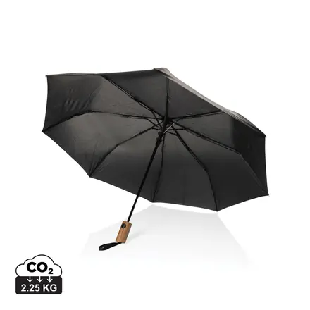 Kaycey 21" AWARE™ RPET Acacia wood mini auto open umbrella - XD Connects promotional product, branded with your logo