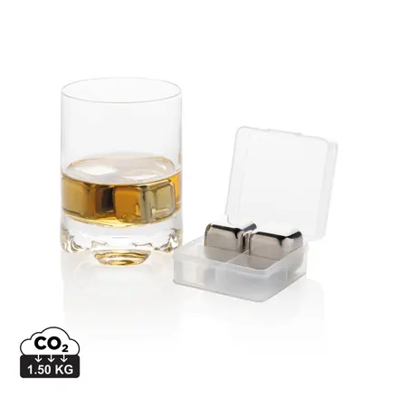 Re-usable stainless steel ice cubes 4pc - XD Connects promotional product, branded with your logo