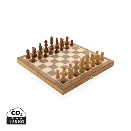 Luxury wooden foldable chess set - XD Connects promotional product, branded with your logo