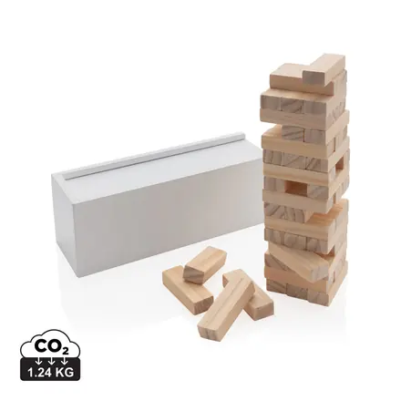 Deluxe tumbling tower wood block stacking game - XD Connects promotional product, branded with your logo