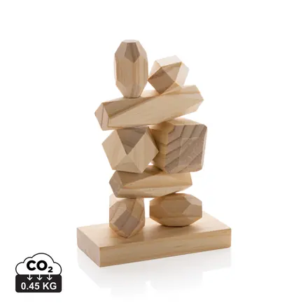 Ukiyo Crios wooden balancing rocks in pouch - XD Connects promotional product, branded with your logo