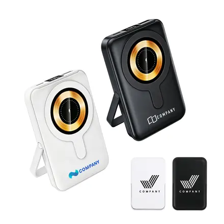 10000mAh Magnetic Wireless Power Bank with Phone Stand - branded promotional product