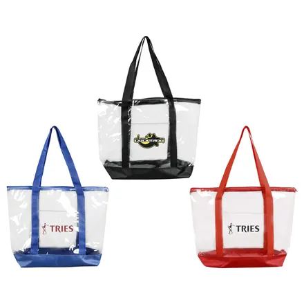 Large Clear Zippered Tote Bag - branded promotional product