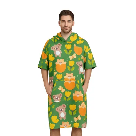 100% Double-Sided Fleece Sublimation Adults Hooded Towel Poncho - branded promotional product