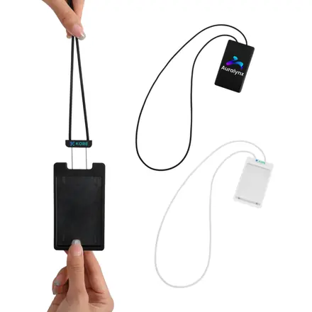 ABS Retractable Card Holder with Silicone Strap - branded promotional product