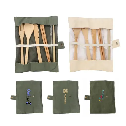 6 pieces Bamboo Cutlery Set - branded promotional product