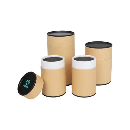Large Kraft Paper Cylinders with Black Lid (65 x 130mm) - branded promotional product