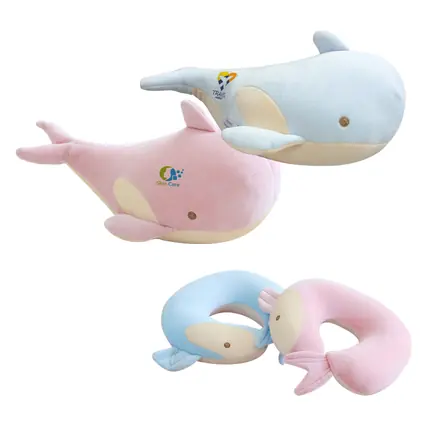 Whale Shaped 2 In 1 Travel Pillow - branded promotional product