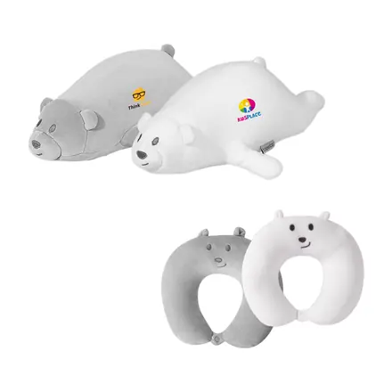 Bear Shaped 2 In 1 Travel Pillow - branded promotional product