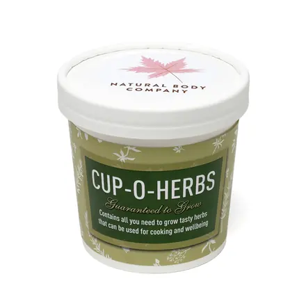 White Cup-O-Herbs Grow Kit - Laltex promotional product, branded with your logo