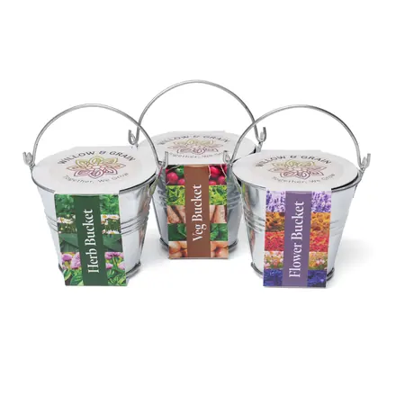 Silver Mini Bucket Grow Kit - Laltex promotional product, branded with your logo