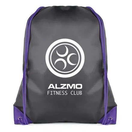 Black Coloured Trim Pegasus Drawstring Bag - branded promotional product