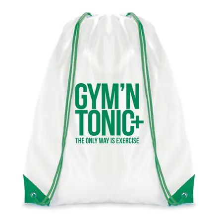 White Coloured Trim Pegasus Drawstring Bag - Laltex promotional product, branded with your logo