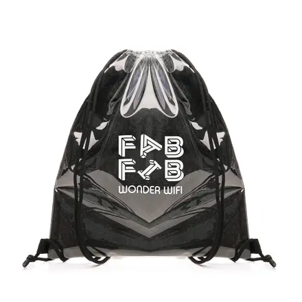 Transparent Fabric Drawstring Bag - branded promotional product