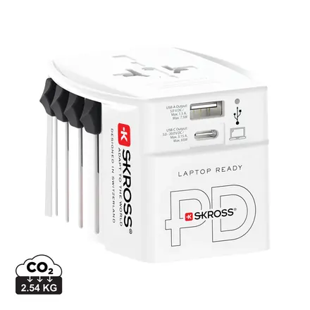 SKROSS World Travel Adapter MUV 65W PD with USB C Cable - XD Connects promotional product, branded with your logo