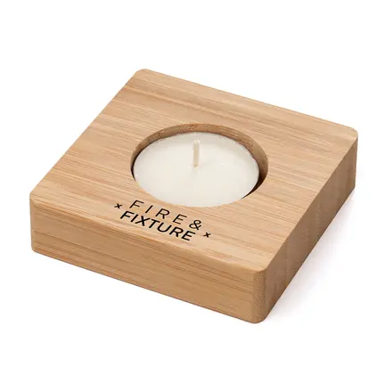 Bamboo Tealight Holder (Includes Tealight) - Laltex promotional product, branded with your logo