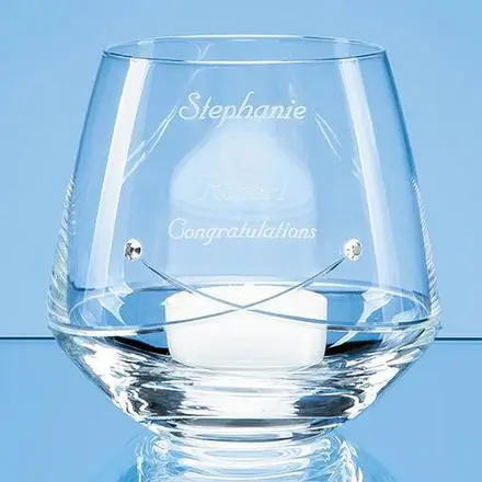 9cm Diamante Tealight Holder with Kiss Cut Design - branded promotional product