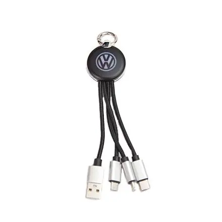 Round LED 3 in 1 Cable - branded promotional product