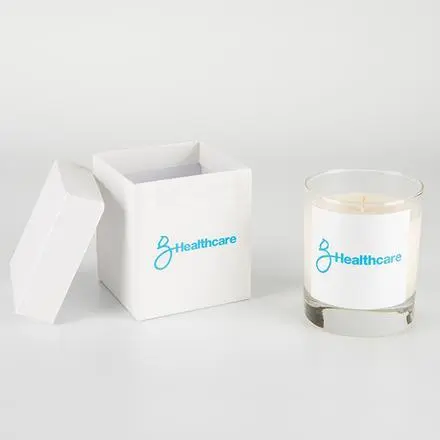 240g Clear Glass Scented Candle in a Lidded Gift Box - branded promotional product